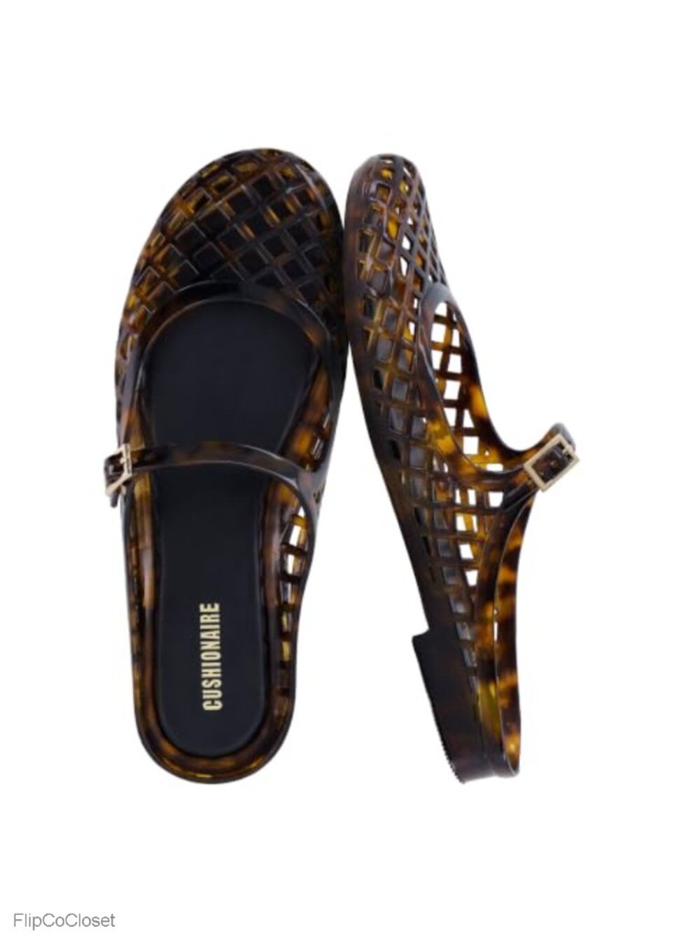 Jelly Flats Closed Toe Mary Jane Mule Sandals Adjustable Strap